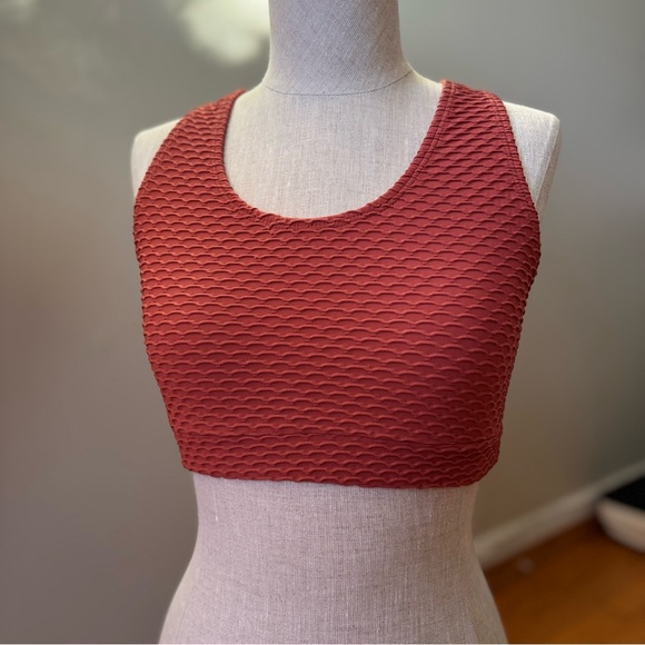 Booty by Brabants Tops - Booty by Brabants Croco Skin Scoop Top Crop Tank with Pads Supportive Orange OS